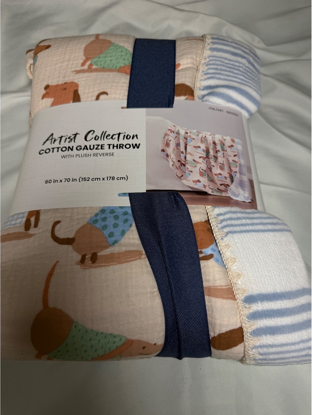 Artist Collection Cotton Gauze Throw Blanket Dog Print